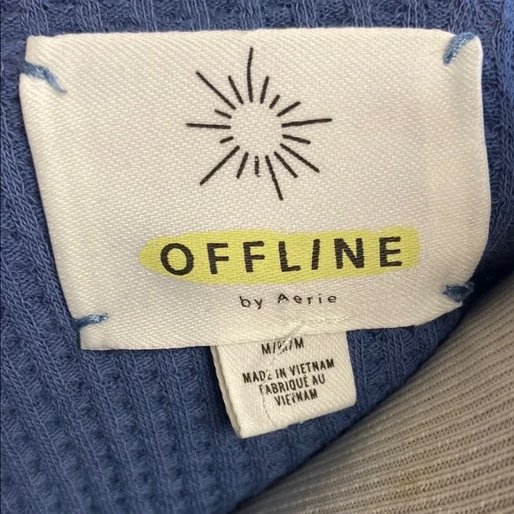 Aerie Gray Ribbed Long Sleeve Blouse - Picture 2 of 9